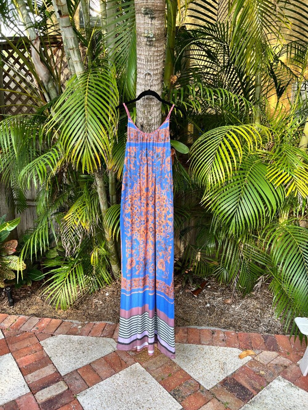 Anthropologie Dream Daily Womens Blue Maxi Dress Size Small Beach Boho